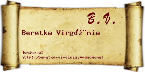 Beretka Virgínia névjegykártya